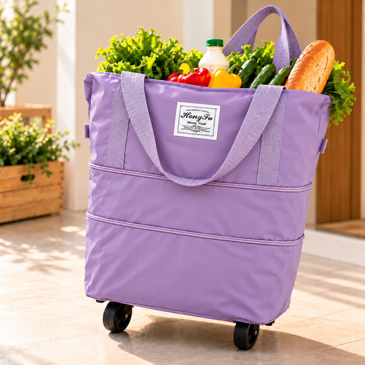 Sac de Courses Pliable à Roulettes
