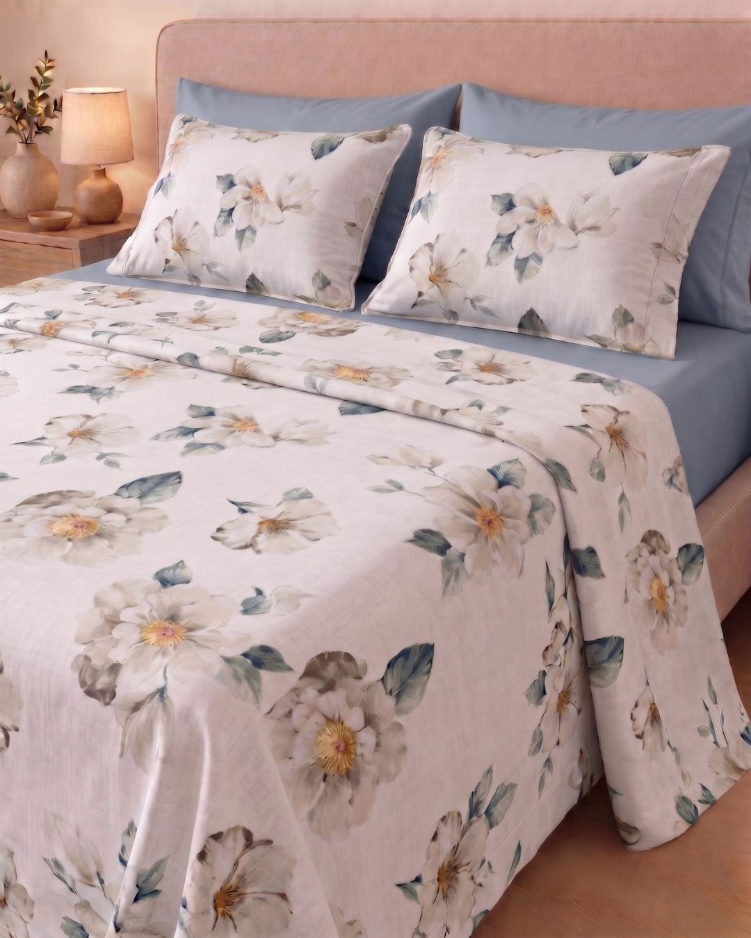 Parure de Lit Florale Magnolia – 100% Coton