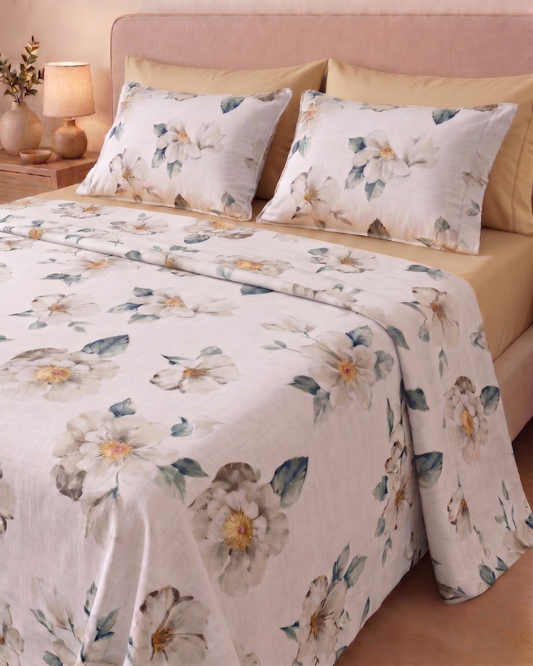 Parure de Lit Florale Magnolia – 100% Coton