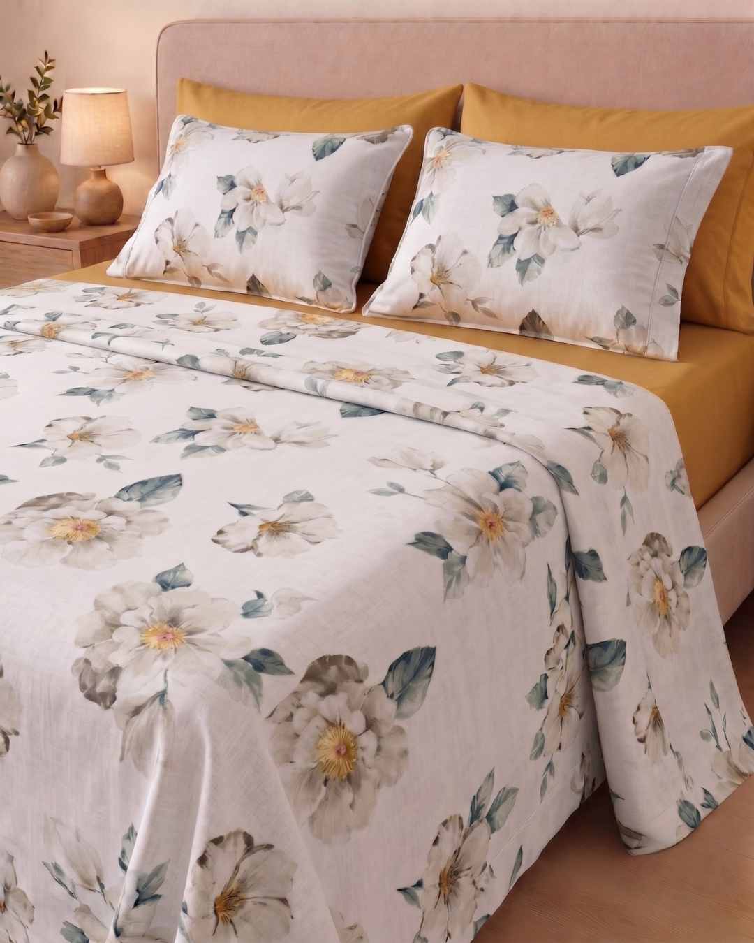 Parure de Lit Florale Magnolia – 100% Coton