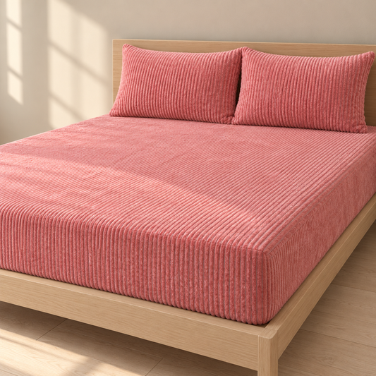 Housse de Matelas Douceur Côtelée – Avec 2 Taies 70×50 cm